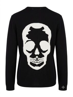 Zadig & Voltaire Black Crewneck Sweater with White Skull Back